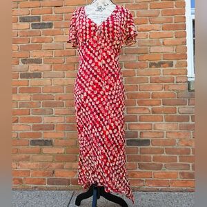 Preppy Geometric Jacquard Print Crepe Hi-Low Maxi Dress – Size S-M